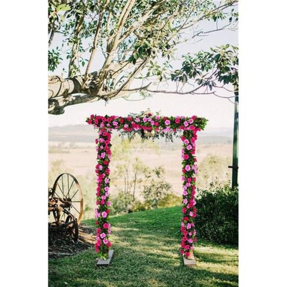 2PCS Artificial RoseVines Flowers Garland Hanging Silk Rose Vine Wedding,Fuchsia - Picture 6 of 6